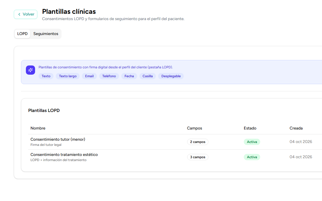 Plantillas clínicas LOPD en Zutoki